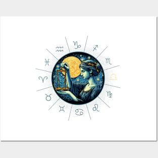 ZODIAC Libra - Astrological LIBRA - LIBRA - ZODIAC sign - Van Gogh style - 9 Posters and Art